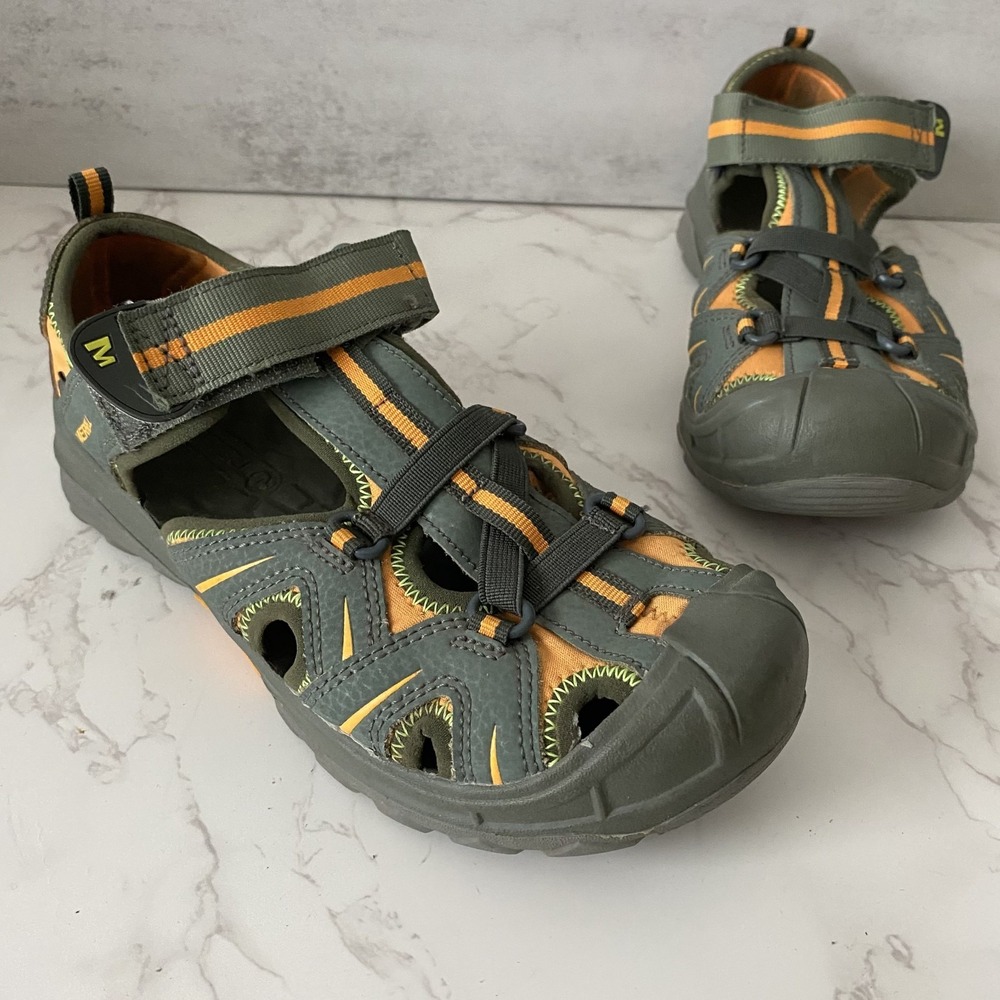 Merrell Hiking Sandals‎ Kids Sz 4W Grey Orange Outdoor Camping